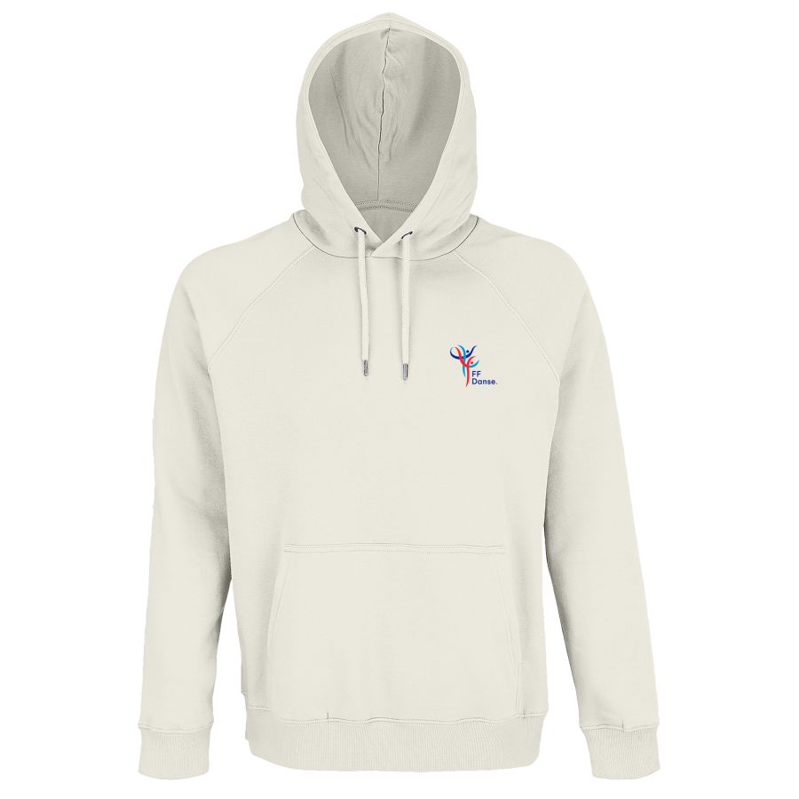 Sweat à capuche unisexe blanc– Logo FFD – FFDanse
